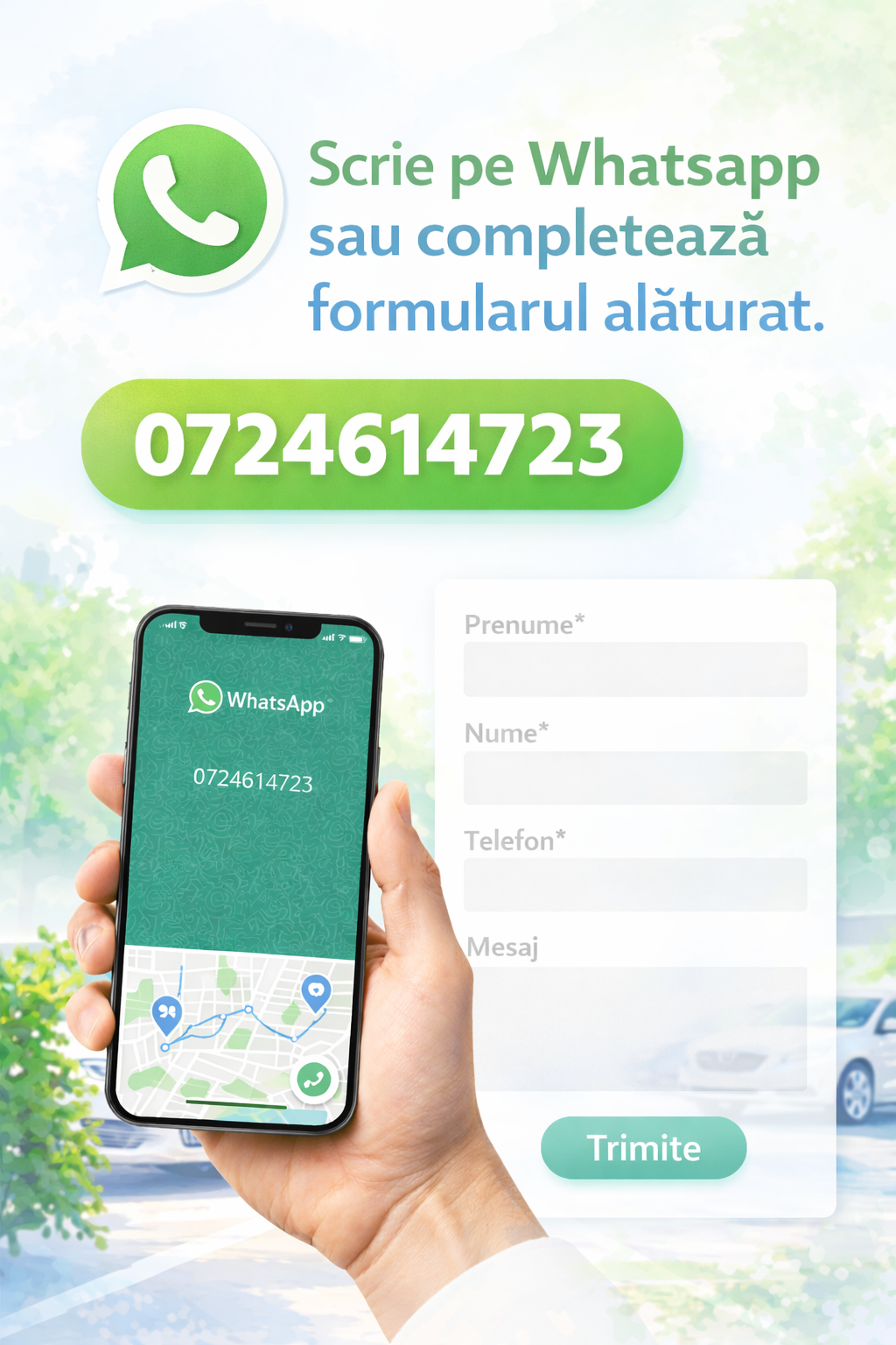 call to action whatsapp, formular flota uber, bolt, blue