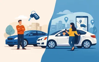 Mașină proprie versus mașină închiriată în ridesharing
